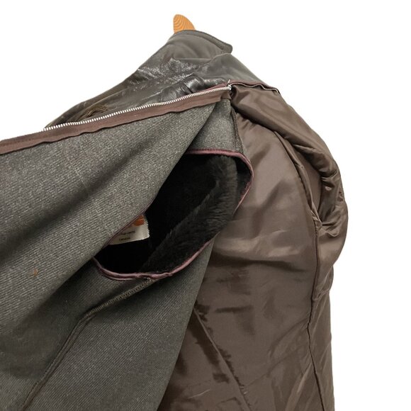 Rice Sportswear Leather Coat BORG Fleece Zip-in Lining Vintage Wide Lapel 70s - Picture 11 of 11